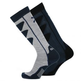 2pk Alpine Ski Sock, Denim, L, Bula