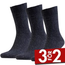 Amanda Christensen Strumpor 3P Supreme Wool Sock Antracit Strl 39/42