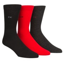 Calvin Klein Strumpor 3P Maddox Flat Knit Socks Gift Box Svart/Röd Strl 40/46 Herr