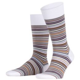 Falke Strumpor Microblock Socks Vit m Ränder bomull Strl 45/46 Herr