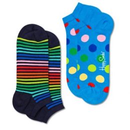 Happy socks Strumpor 2P Mini Stripe Low Sock Marin/Blå bomull Strl 36/40