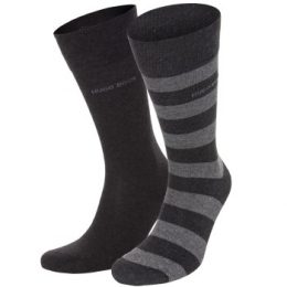 Hugo Boss Strumpor 2P RS Block Stripe Socks Mörkgrå Strl 39/42 Herr