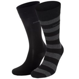 Hugo Boss Strumpor 2P RS Block Stripe Socks Svart Strl 39/42 Herr