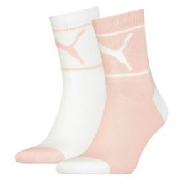 Puma Strumpor 2P Comfort Crew Sock Rosa/Vit Strl 39/42