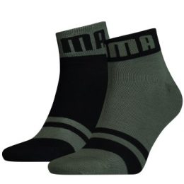 Puma Strumpor 2P Logo Quarter Sock Svart/Grön Strl 39/42 Herr