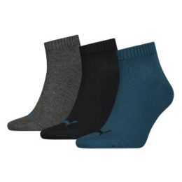 Puma Strumpor 3P Quarter Socks Grå/Blå Strl 39/42